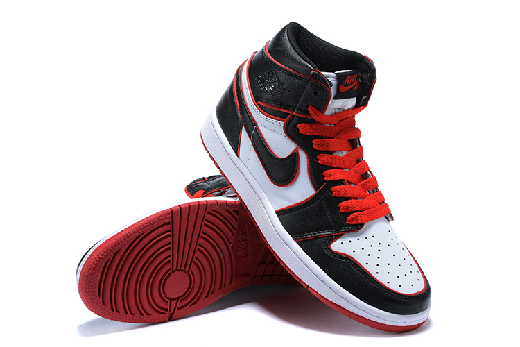 Men Air Jordan 1 Mid White Black Red Shoes